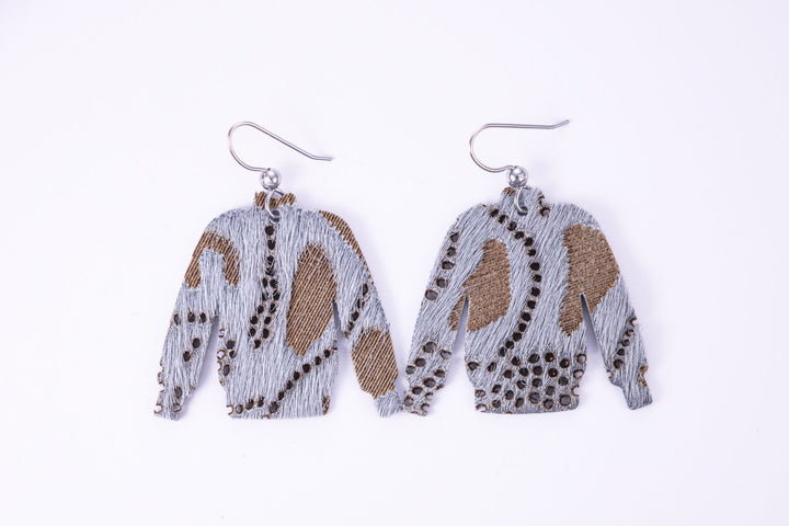 Grey Lace Sweater Earrings