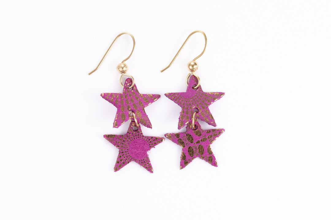 Starburst Magenta Star Earrings