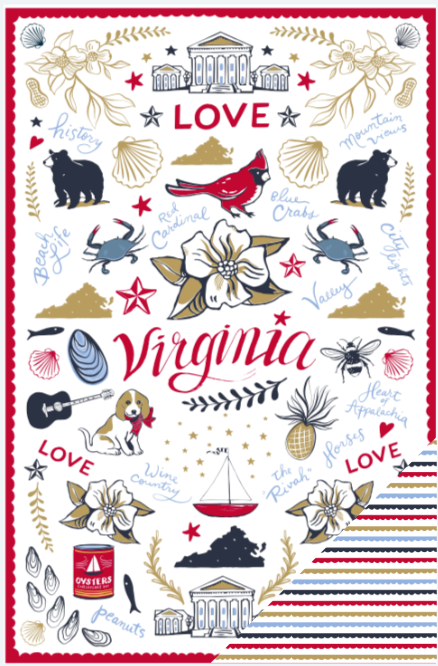 Virginia Love Double-Sided Tea Towel