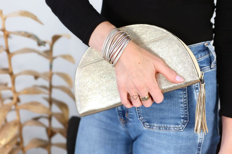 Stay Gold Half Moon Clutch