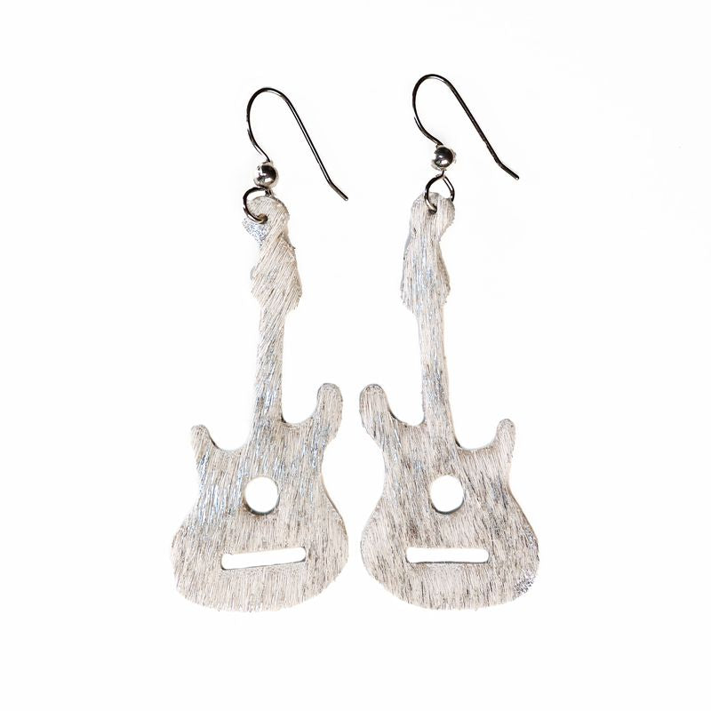 Silver Foil Guitar Earrings