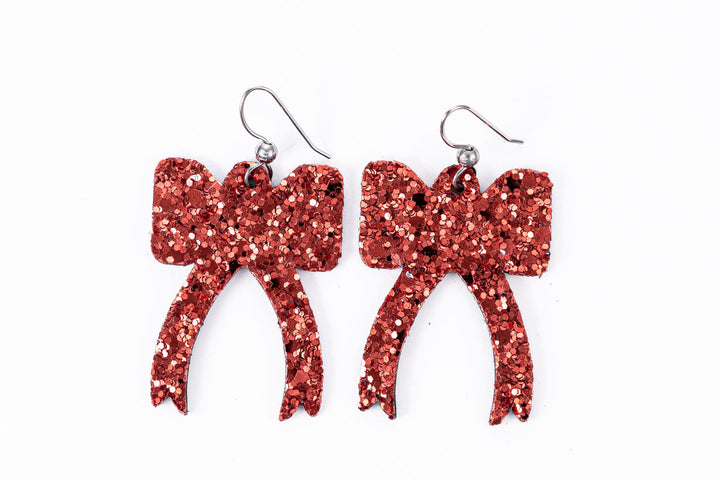 Sparkle in Red Ribbon Earrings