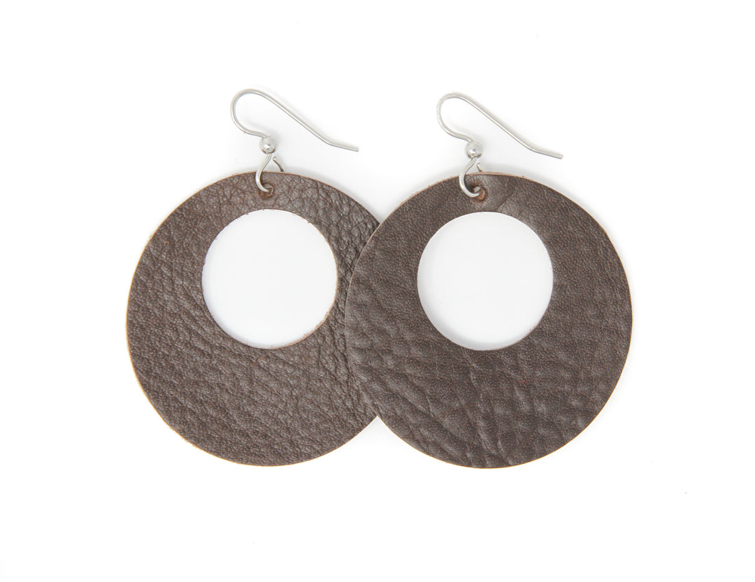 Mocha Hoop de Hoop Leather Earrings