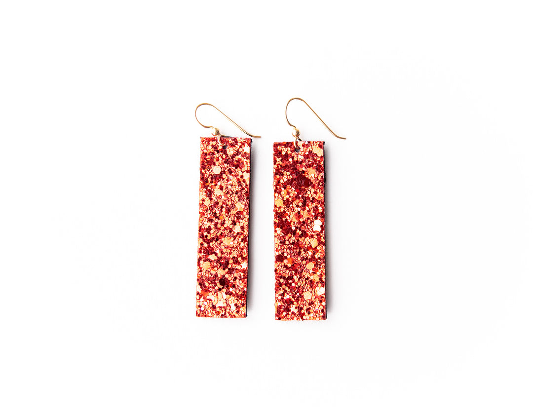 Sparkle in Red Four Corners Earrings