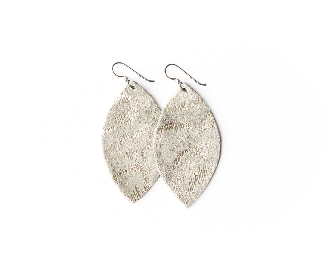 Silver Spot Cheetah Leather Earrings