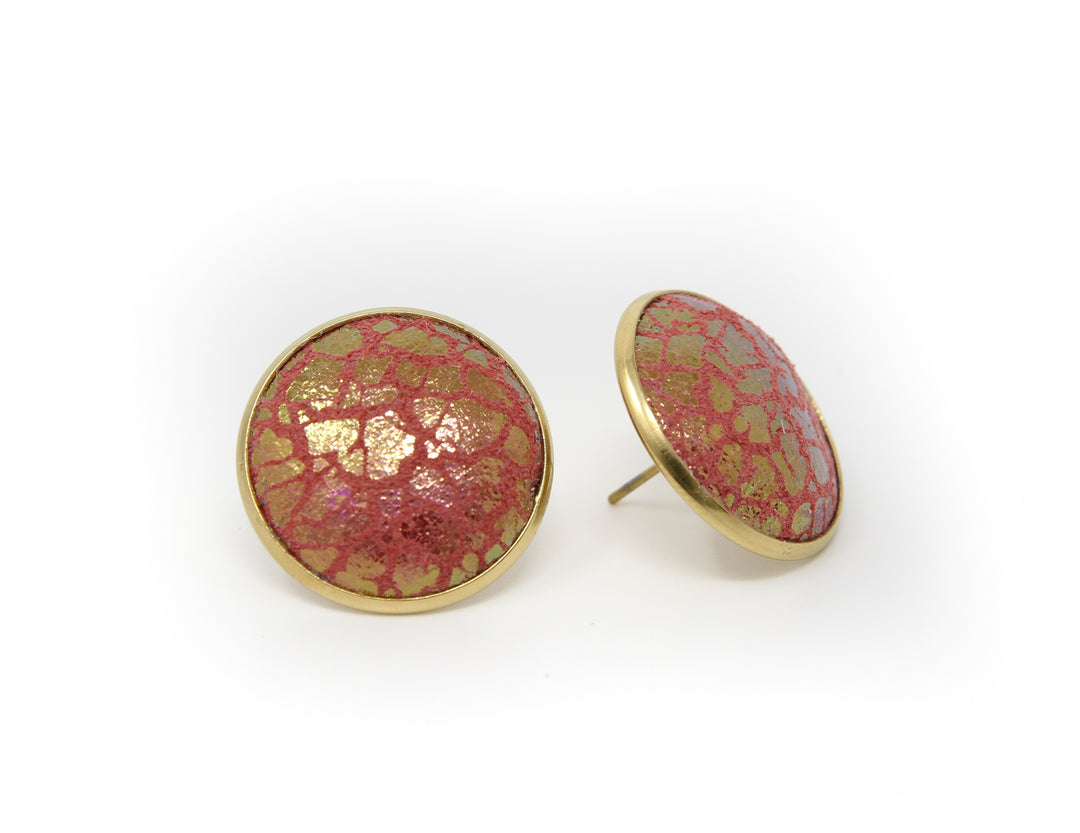 Rose Pop Full Circle Button Earrings