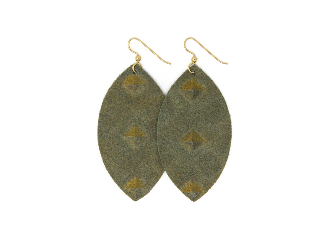 TINO Olive Leather Earrings