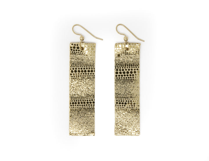 Luna Gold Four Corners Leather Earrings