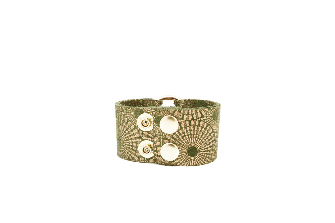 Starburst Green Leather Cuff