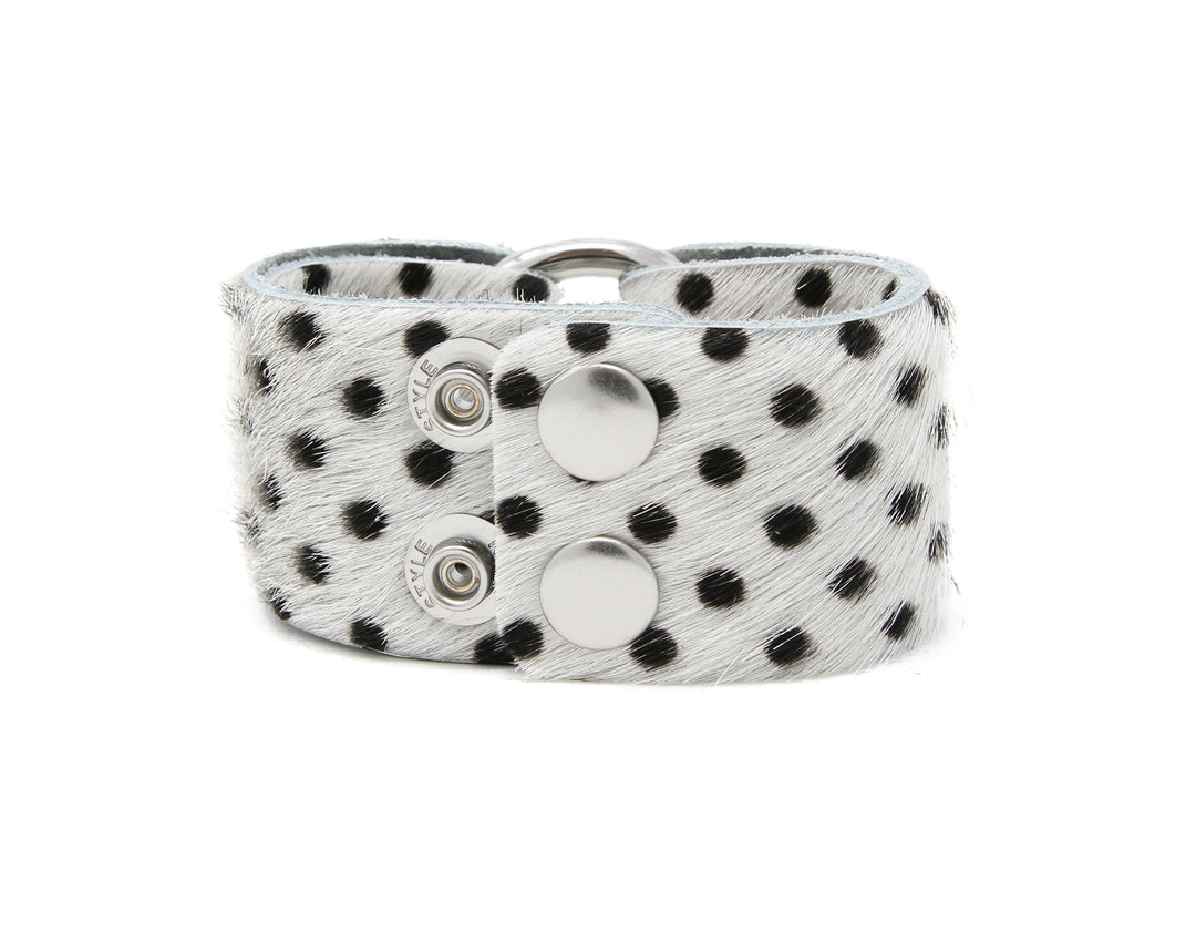 Spotted in Black Leather Cuff