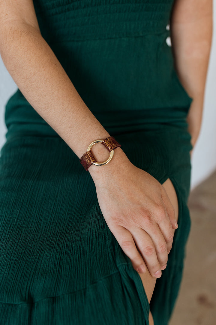 Starburst Berry Leather Bracelet