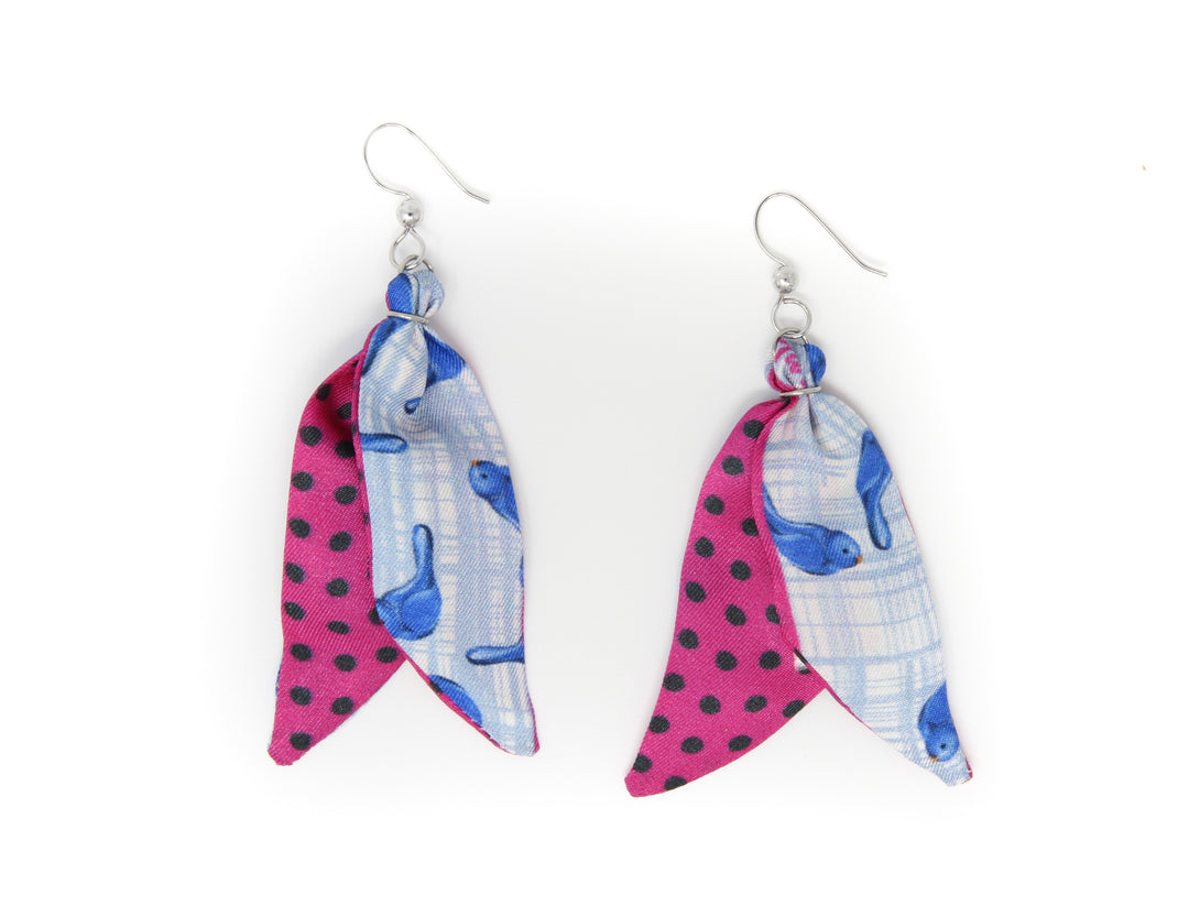 Bluebird of Happiness Silk Earrings