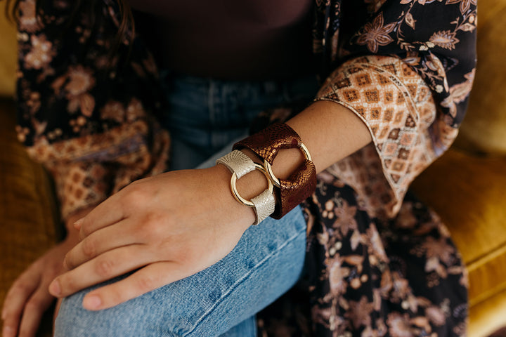 Starburst Berry Leather Cuff