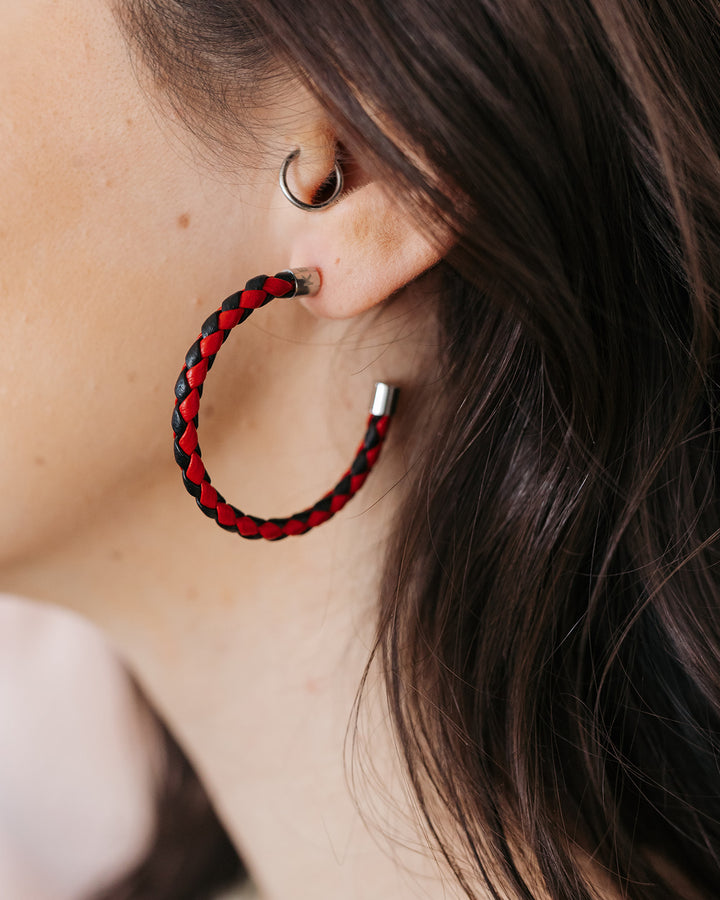 Black & Gold Braided Hoop Earrings