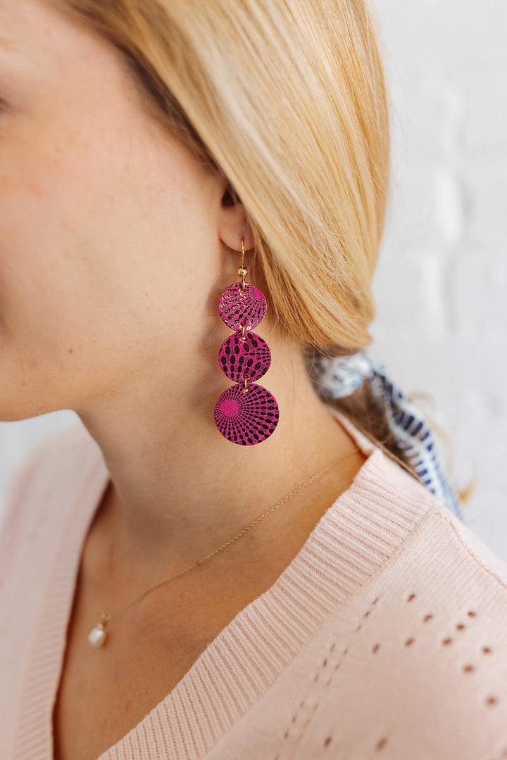 Starburst Magenta Cascade Earrings