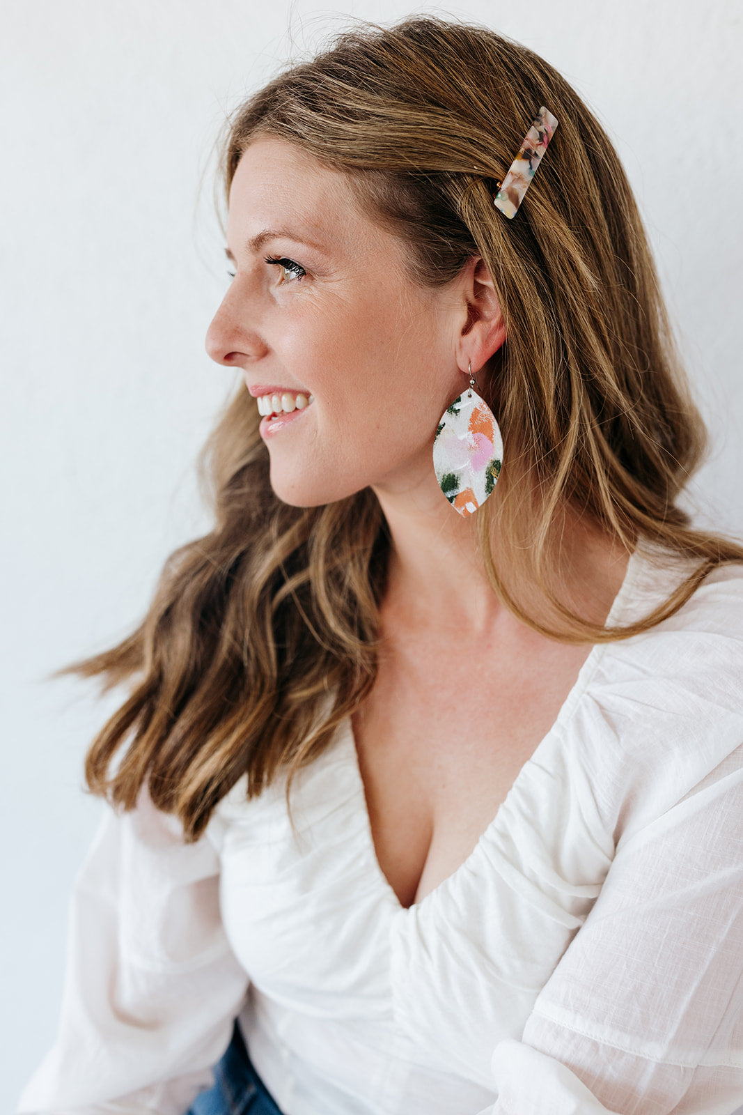 Small Steps Leather Earrings | Hand-Painted by Rachel Camfield