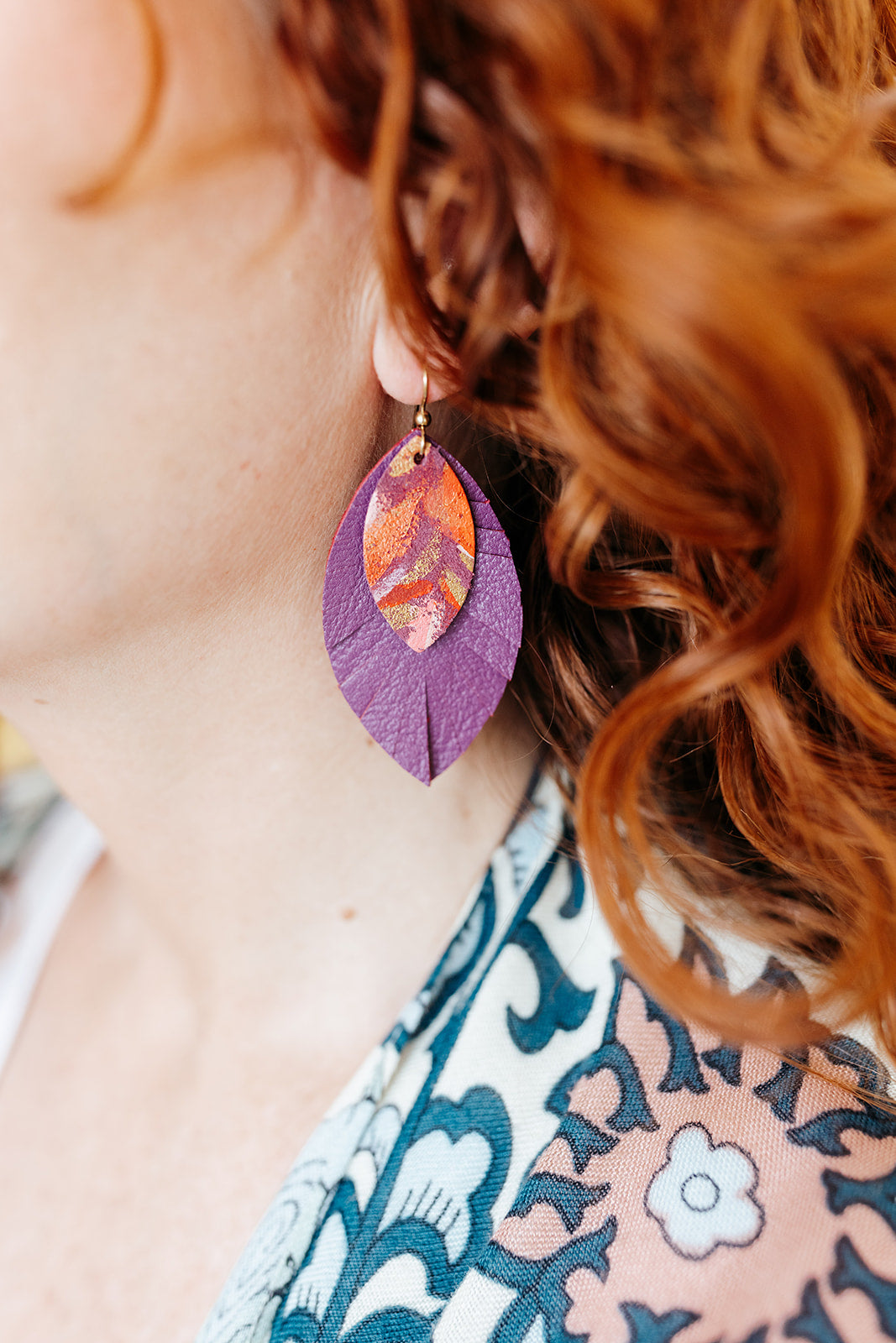 Live Out Loud with Purple Fringe Layered Earring | Hand-painted by Jeanetta Gonzales