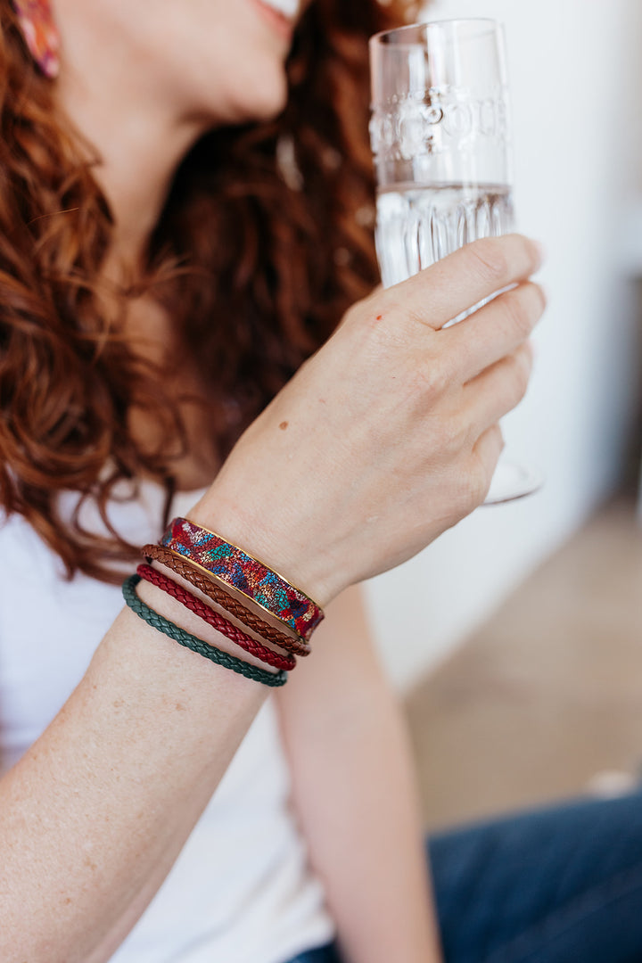 Deep Red Braided Bracelet