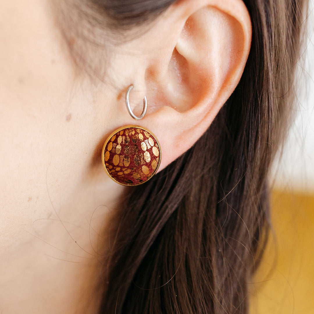 Starburst Berry Full Circle Button Earrings