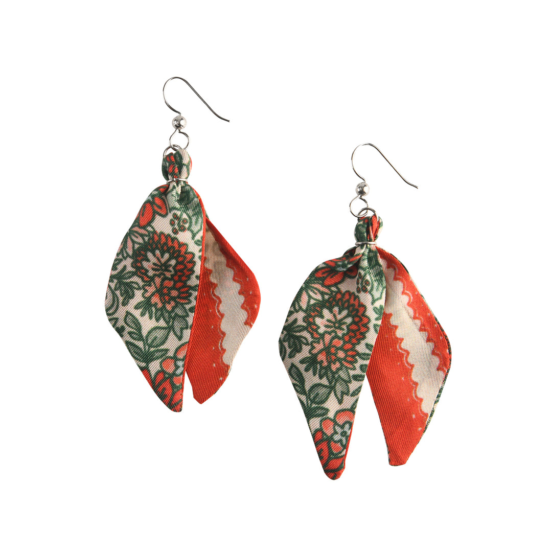 Holly and Ivy Wreath Silk Earrings