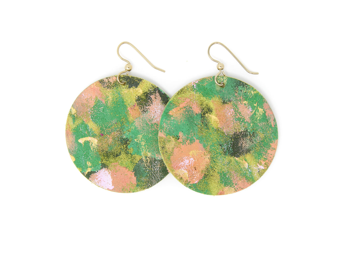 Growing Good Things Round Leather Earrings | Hand-Painted by Rachel Camfield