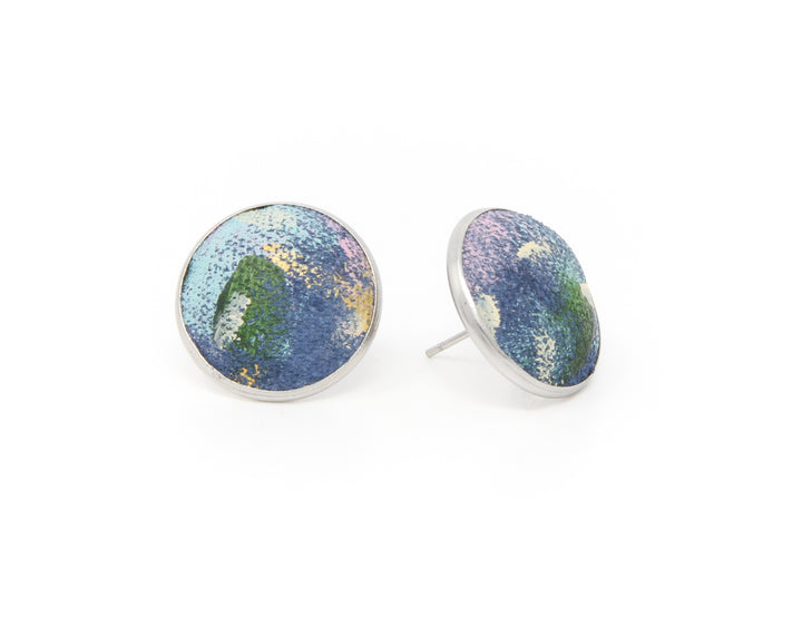 Breathe Button Earrings | Hand-Painted by Rachel Camfield