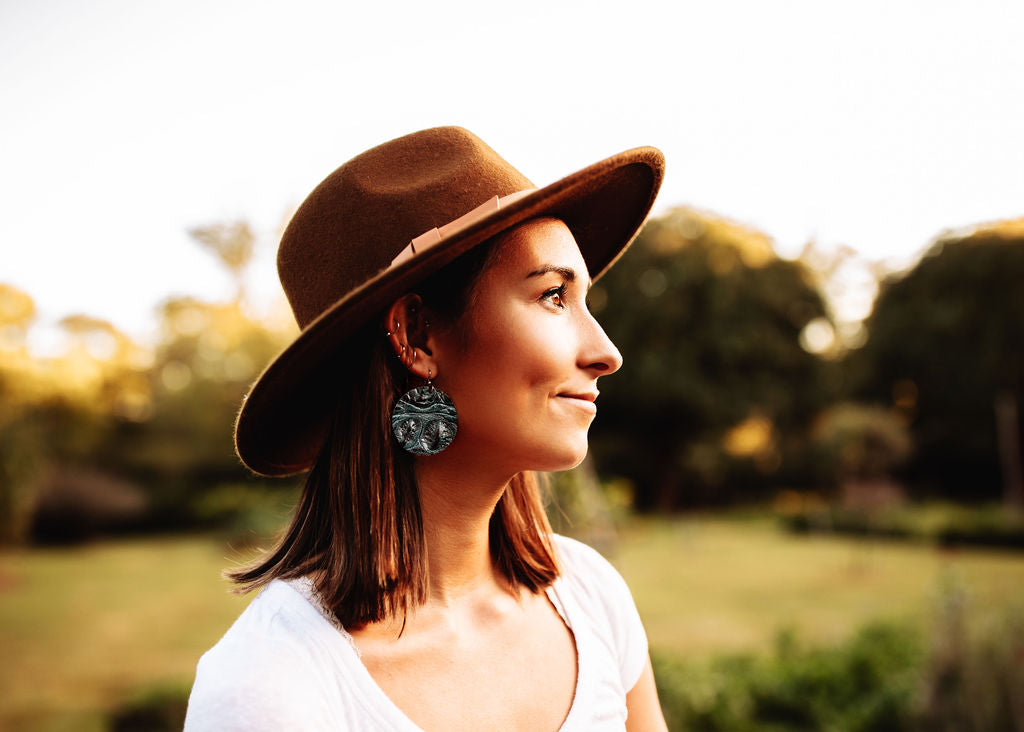 The James Leather Earrings