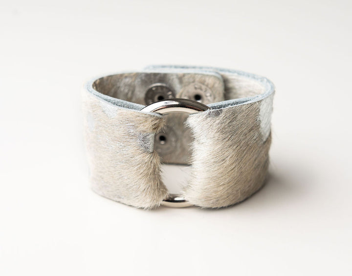 Silver Foil Leather Cuff