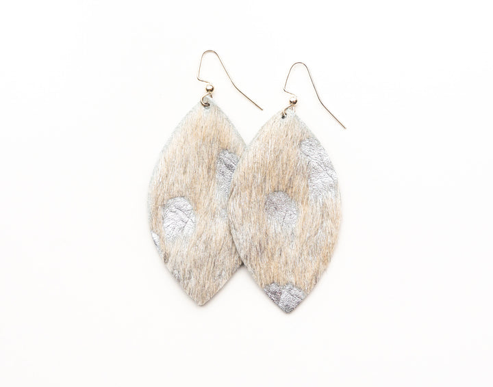 Silver Foil Leather Earrings