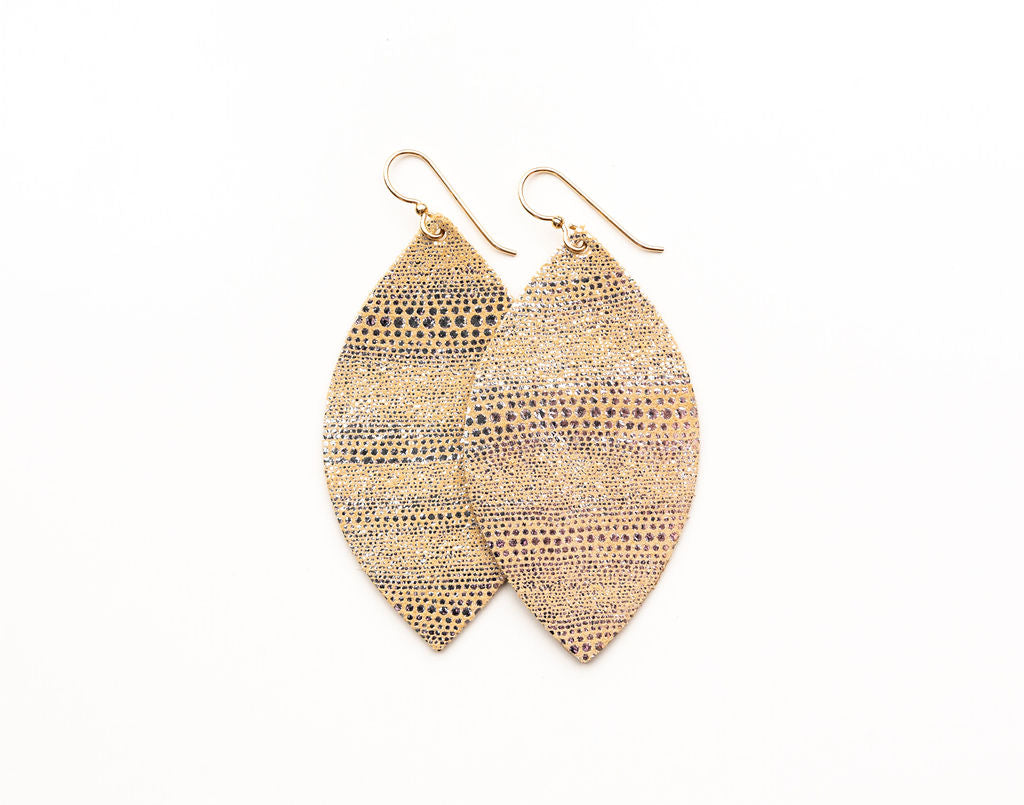 Luna Gold Leather Earrings