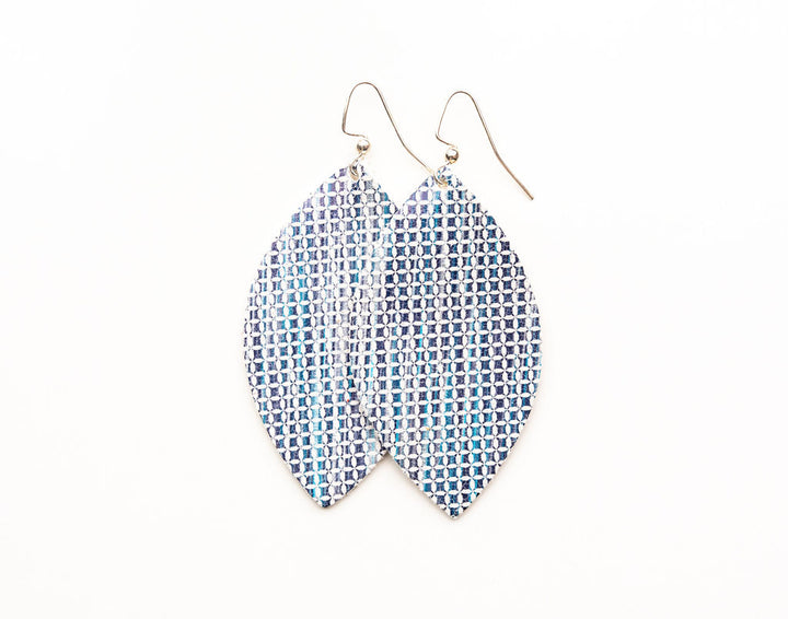 Blend of Blues in Light Blue Leather Earrings