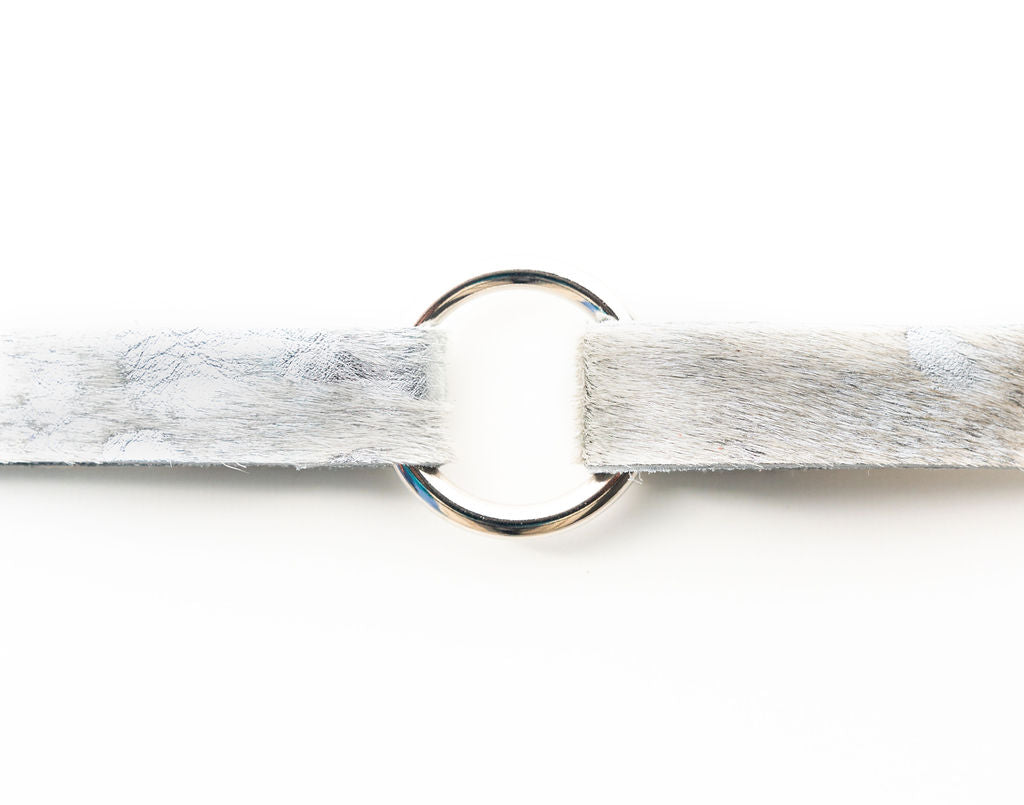 Silver Foil Leather Bracelet