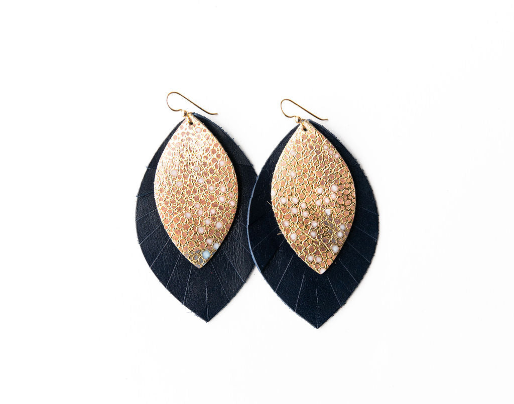 Sundream with Navy Fringe Layered Earrings