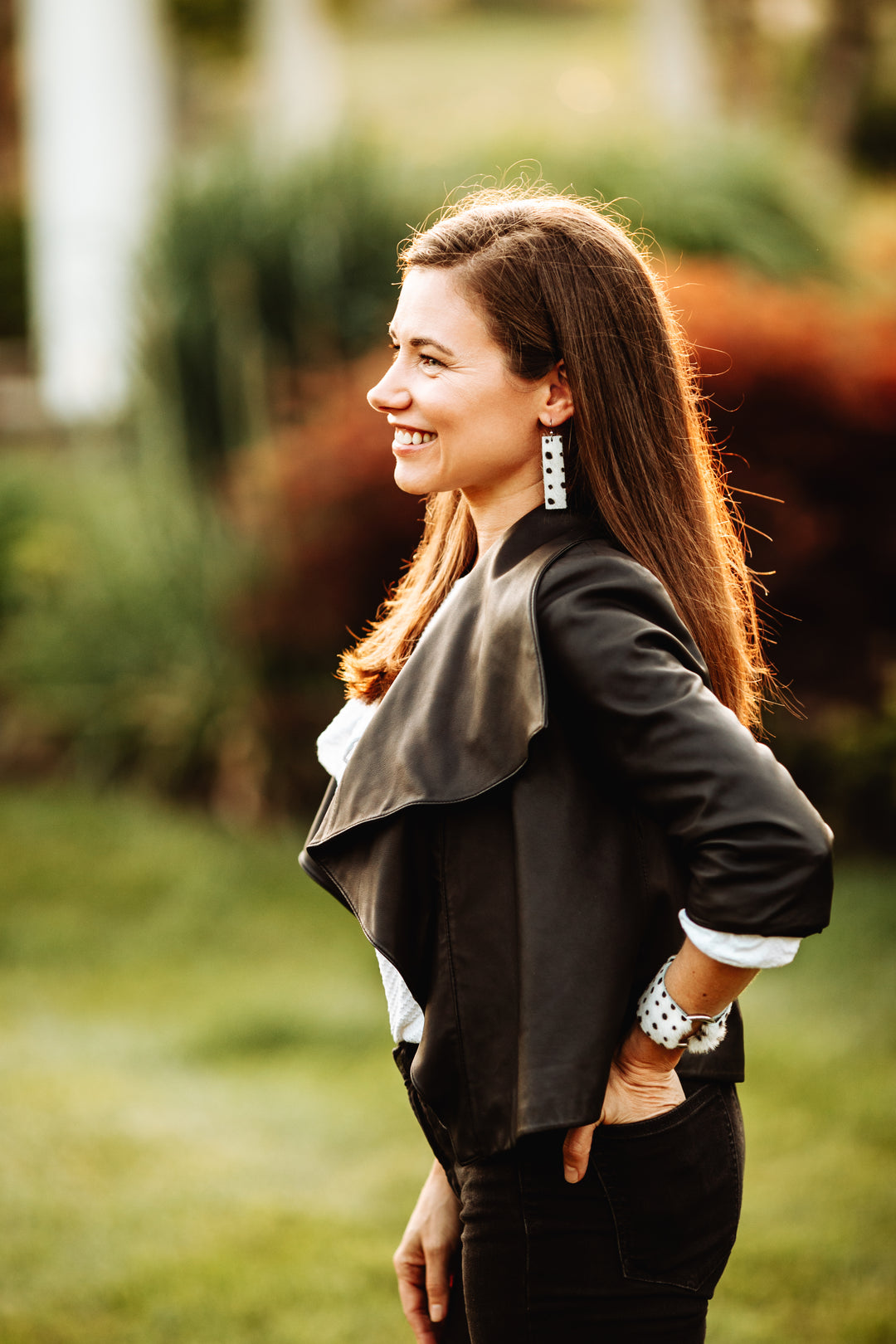 Spotted in Black Four Corners Leather Earrings