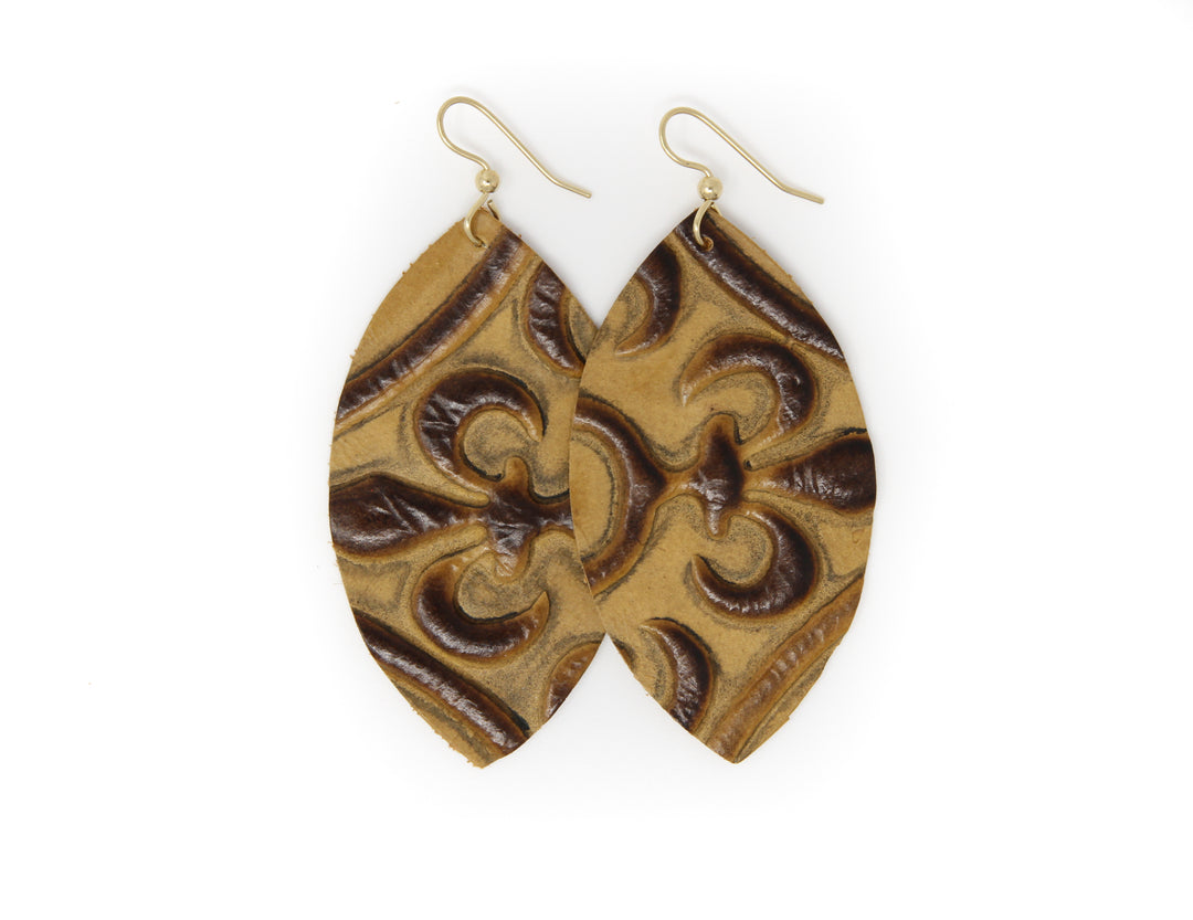 Fleur de Lis Leather Earrings