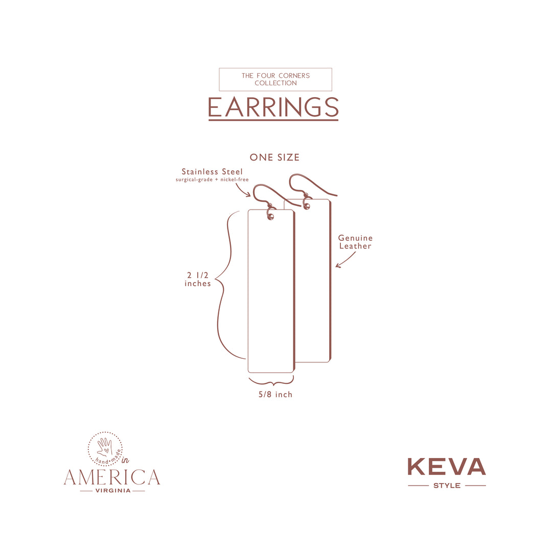 Spotted in Black Four Corners Leather Earrings