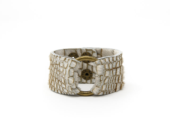 Metallic Stones Leather Cuff