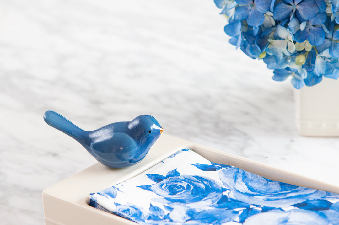 Ceramic bluebird mini designed by Nora Fleming, inspiration for the bandana design